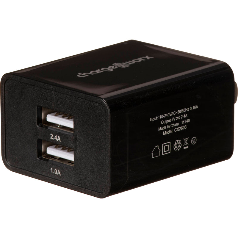 ChargeWorx Dual USB Type-A Wall Charger (Black)