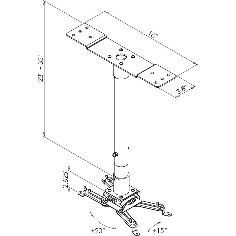 Video Mount Products PM-LP Yokeless Low Profile Projector Mount (Silver)