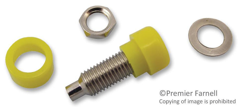 MULTICOMP 24.247.3 Banana Test Connector, 4mm, Receptacle, Panel Mount, 32 A, Nickel Plated Contacts, Yellow