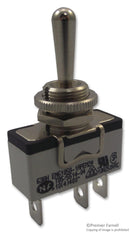 APEM 638H/2 Toggle Switch, Metal Lever, SPST, ON-OFF-(ON), 10A