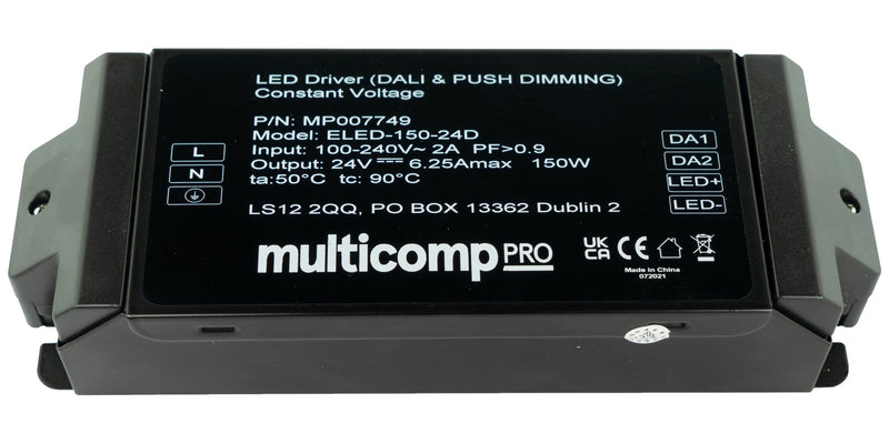 Multicomp PRO MP007749 MP007749 LED Driver IP20 Lighting 150 W 24 V 6.25 A Constant Voltage 100