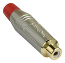 Amphenol SINE/TUCHEL ACJR-SRD RCA (Phono) Audio / Video Connector 2 Contacts Jack Gold Plated Zinc Alloy Body Red