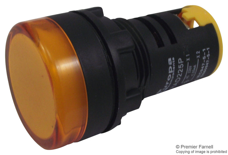 MULTICOMP RAD225P LED Panel Mount Indicator, Pilot Lamp, Amber, 230 VAC, 22 mm, IP65