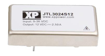 XP POWER JTL3024T0512 Isolated Board Mount DC/DC Converter, 4:1 Input, 3 Output, 30 W, 5 V, 4 A, 12 V, 420 mA