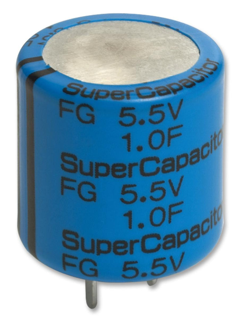 KEMET FGH0H105ZF Supercapacitor, EDLC, 1 F, 5.5 V, Radial Leaded, FG Series, +80%, -20%