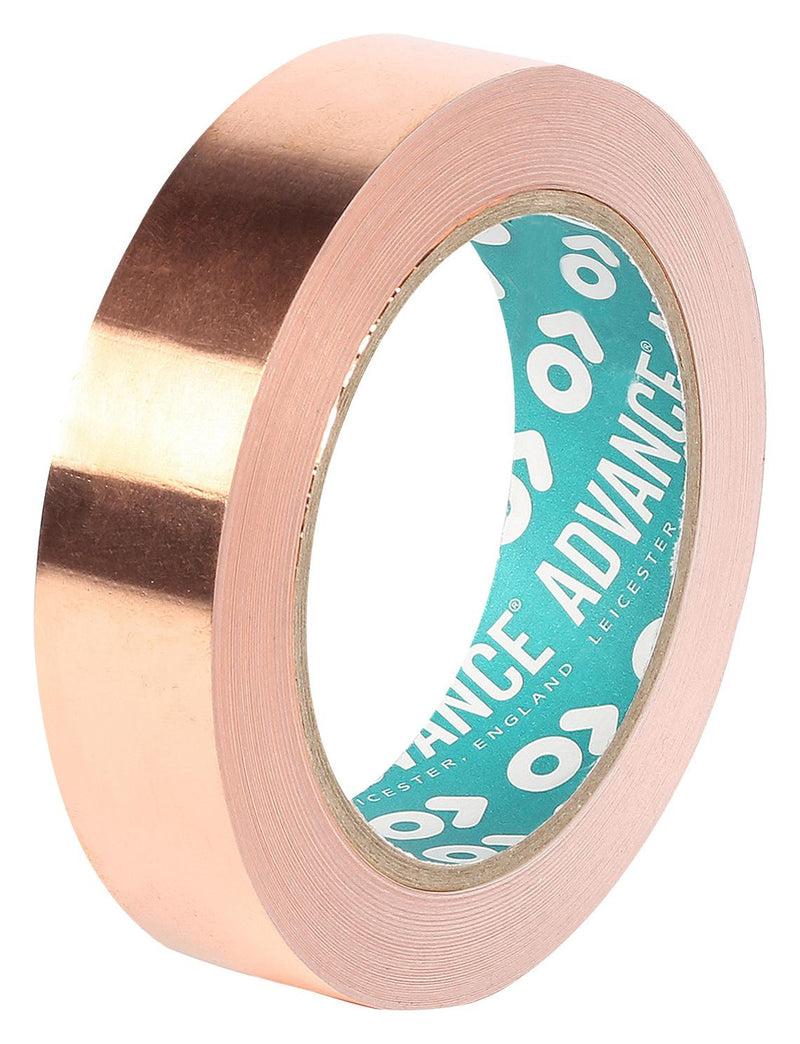 ADVANCE TAPES AT525 COPPER 33M X 25MM Tape, 35 Micron, Foil Shielding, Copper Foil, 25 mm, 0.98 ", 33 m, 108.27 ft