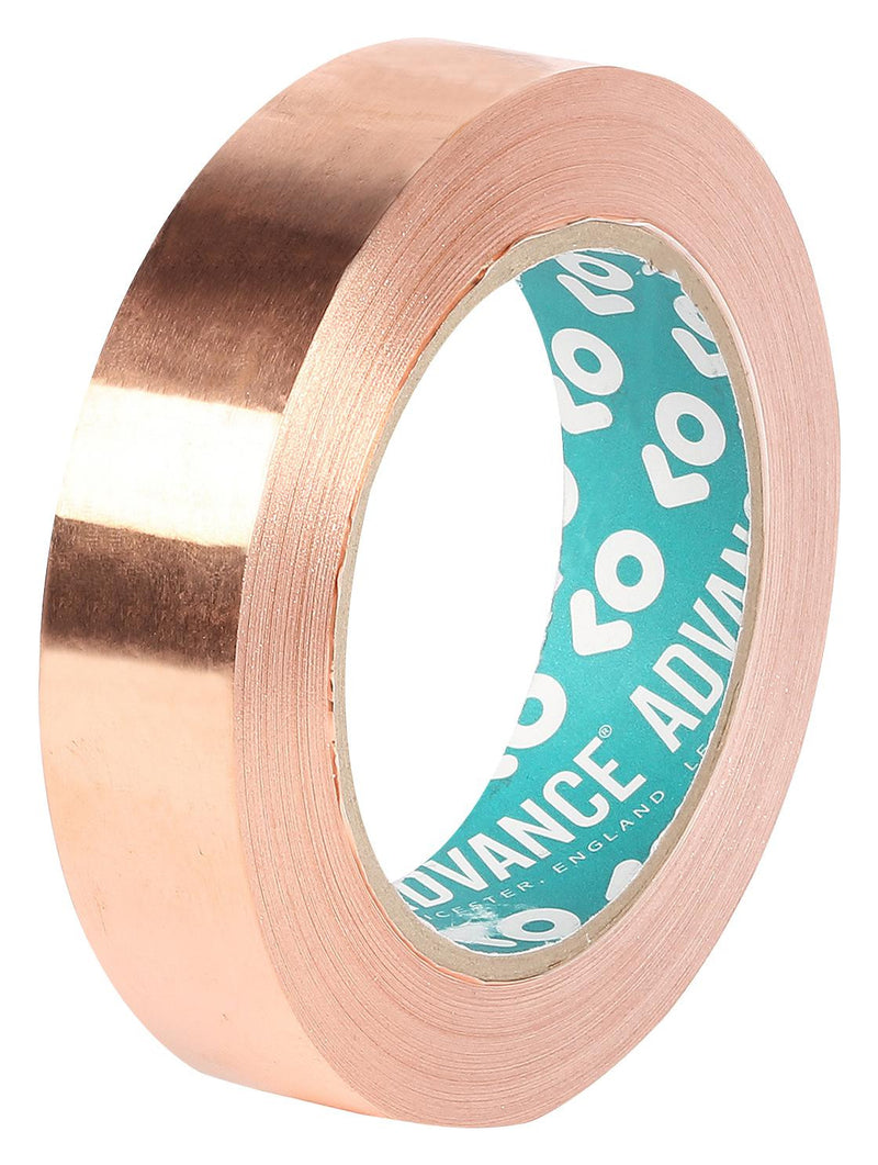 ADVANCE TAPES AT528 COPPER 33M X 19MM Tape, 50 Micron, Foil Shielding, Copper Foil, 19 mm, 0.75 ", 33 m, 108.27 ft