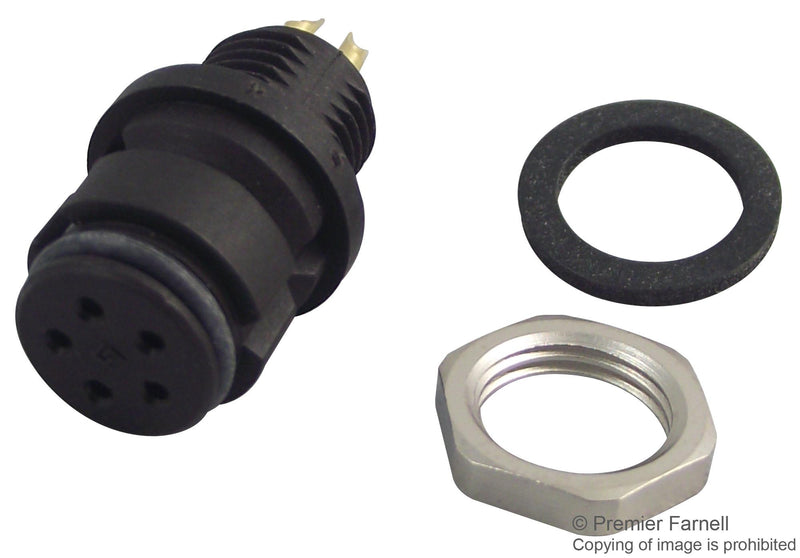 BINDER 99-9216-00-05 Circular Connector, 620 Series, Panel Mount Receptacle, 5 Contacts, Solder Socket