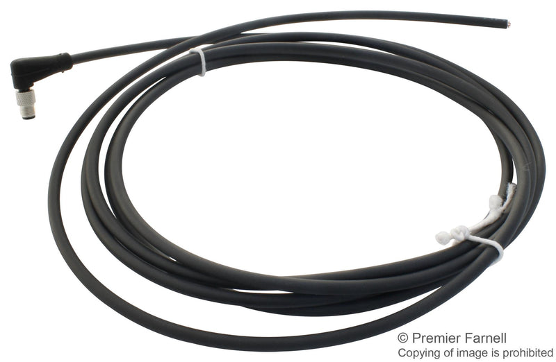 BINDER 79-3109-52-04 Circular Cable Assembly, M5 Plug, 90&deg;, Free Ends, 6.56 ft, 2 m, Black