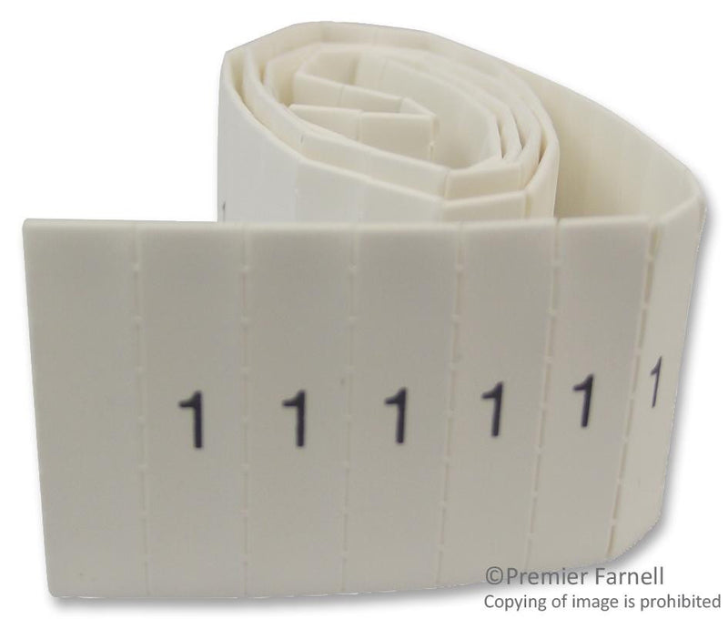 PRO POWER LHS12-4TW/1 Wire Marker, Pre Printed Heat Shrinkable Sleeve, 1, PO (Polyolefin), White, 5mm x 20mm, 12 mm