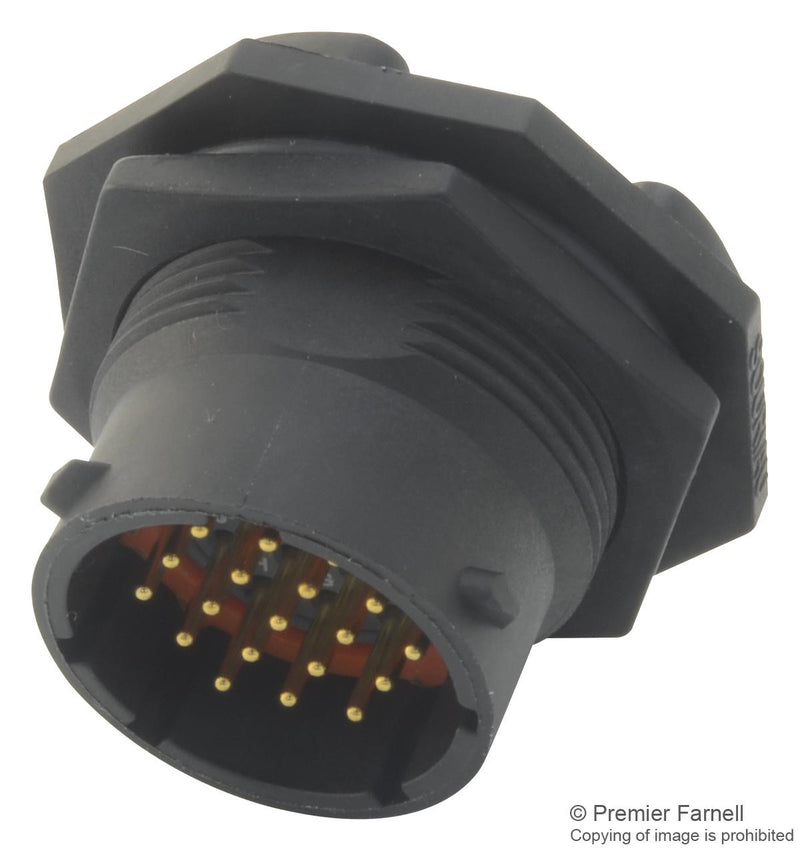 SOURIAU UTS714D19P Circular Connector, Trim Trio UTS Series, Jam Nut Receptacle, 19 Contacts, PCB Pin, Bayonet