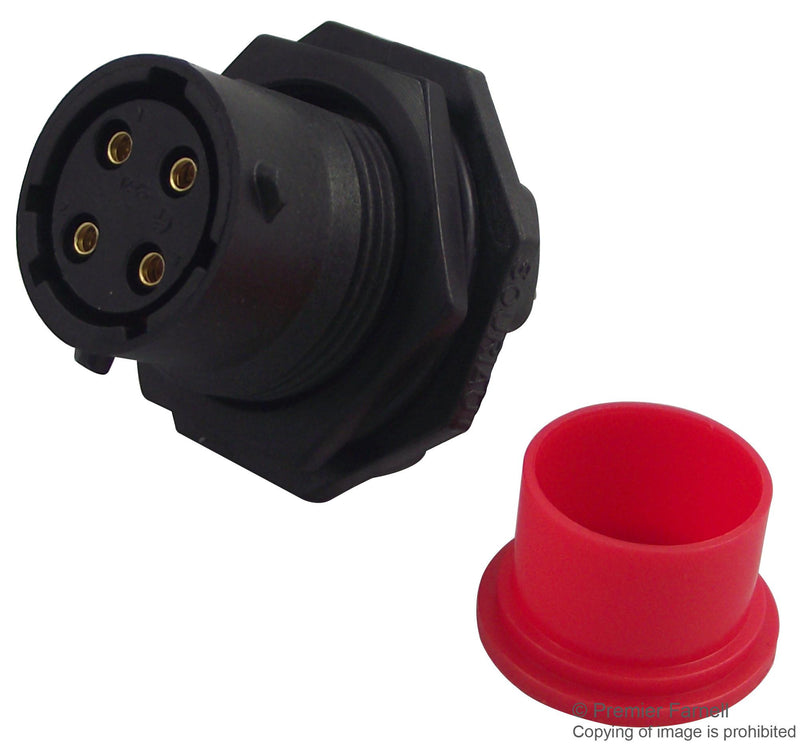 SOURIAU UTS7124SSCR Circular Connector, Trim Trio UTS Series, Jam Nut Receptacle, 4 Contacts, Screw Socket, Bayonet