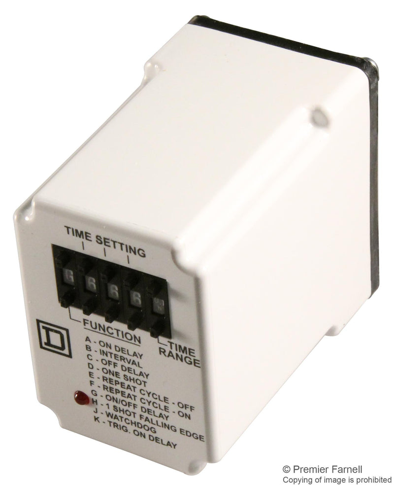 SQUARE D BY SCHNEIDER ELECTRIC 9050JCK70V20 TIME DELAY RELAY, DPDT, 999MIN, 240VAC