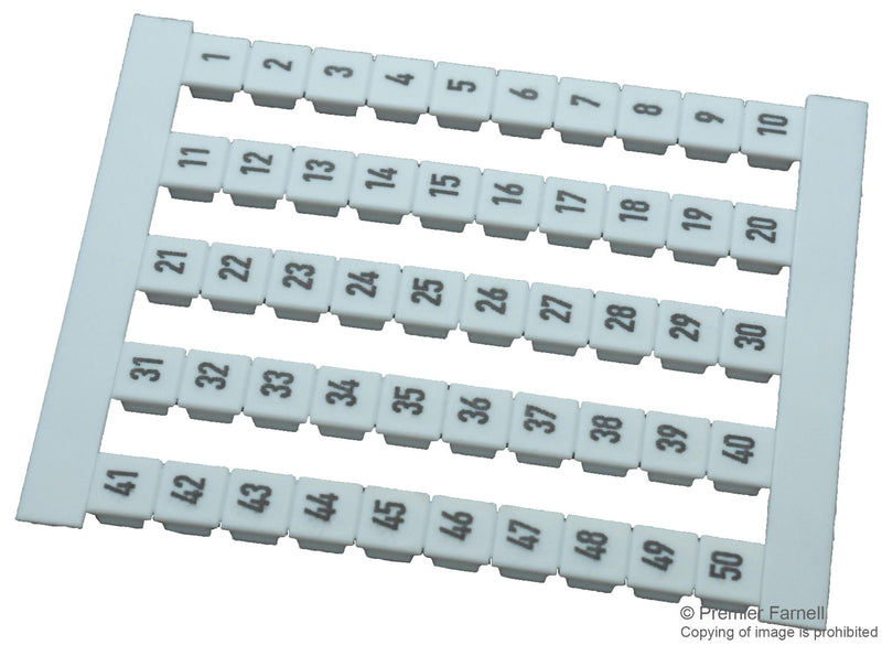 WEIDMULLER 0473560001. TERMINAL BLOCK MARKER, 1-50, 5MM CARD-50