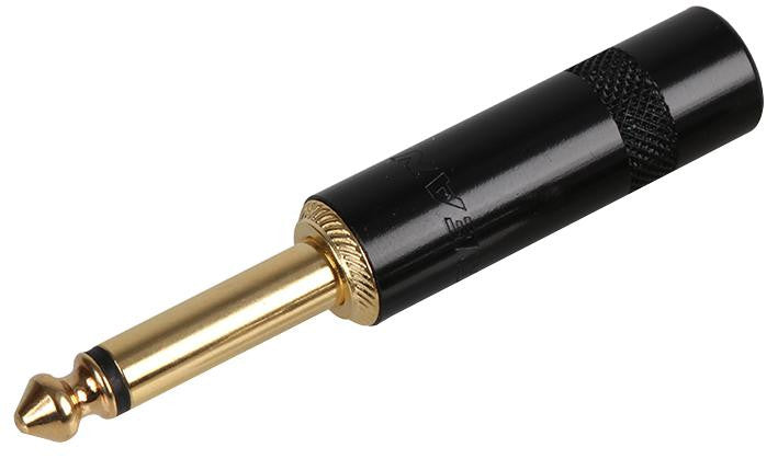 REAN NYS224BG Phone Audio Connector, 2 Contacts, Plug, 6.35 mm, Cable Mount, Gold Plated Contacts, Metal Body