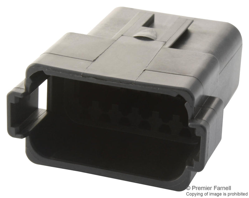 DEUTSCH DT0412PA-CE02 Connector Housing, Thin Wall, Black, DT Series, Receptacle, 12 Ways, DT Series Pin Contacts