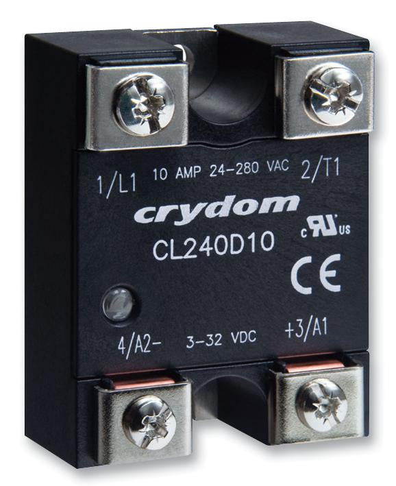 CRYDOM CL240D10 Solid State Relay, 10 A, Panel, Screw, 24 VAC, 280 VAC