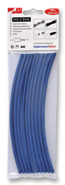 HELLERMANNTYTON HIS-3 6/2 BLU Heat Shrink Tubing, HIS-3, Pack of 10 200mm Pieces, 6 mm, 0.236 ", 3:1, Blue, 7.87 ", 200 mm