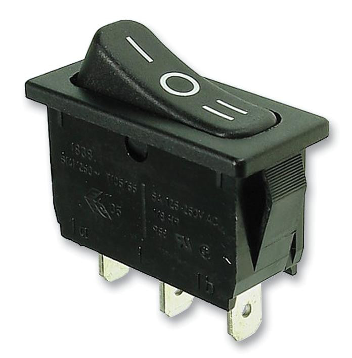 MARQUARDT 1838.1509-01 Rocker Switch, Non Illuminated, SPDT, On-Off-On, Black, Panel, 6 A