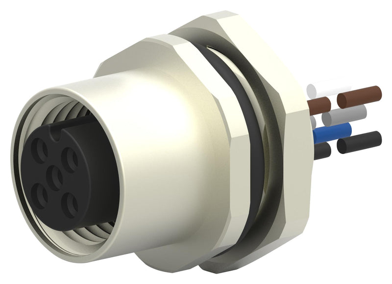 TE CONNECTIVITY T4171310005-001 Sensor Cable, A Coded, M12 Sensor Straight 5 Position Receptacle, Free Ends, 200 mm, 7.9 "