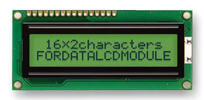 FORDATA FC1602N04-RNNYBW-16*E Alphanumeric LCD, 16 x 2, Black on Yellow / Green, 3V, English, Japanese, Reflective