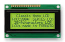 FORDATA FC2004C03-FHYYBW-91*E Alphanumeric LCD, 20 x 4, Black on Yellow / Green, 3V, English, Japanese, Transflective