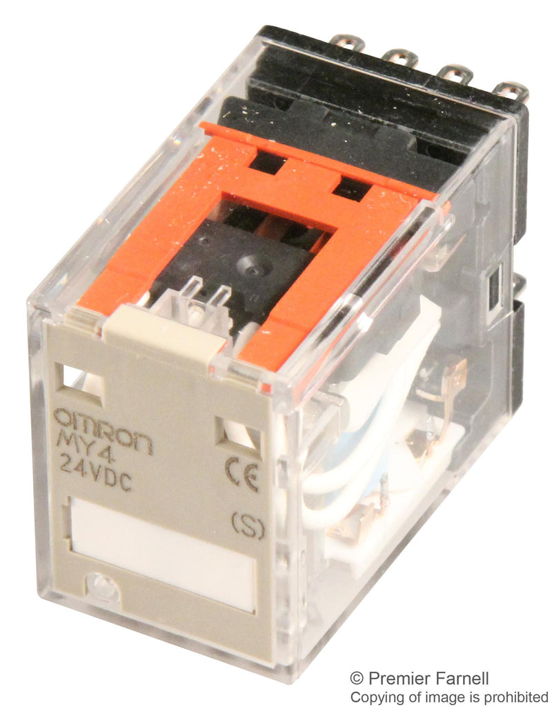 OMRON INDUSTRIAL AUTOMATION MY4 24DCS Power Relay, 4PDT, 24 VDC, 5 A, MY Series, Socket, Non Latching