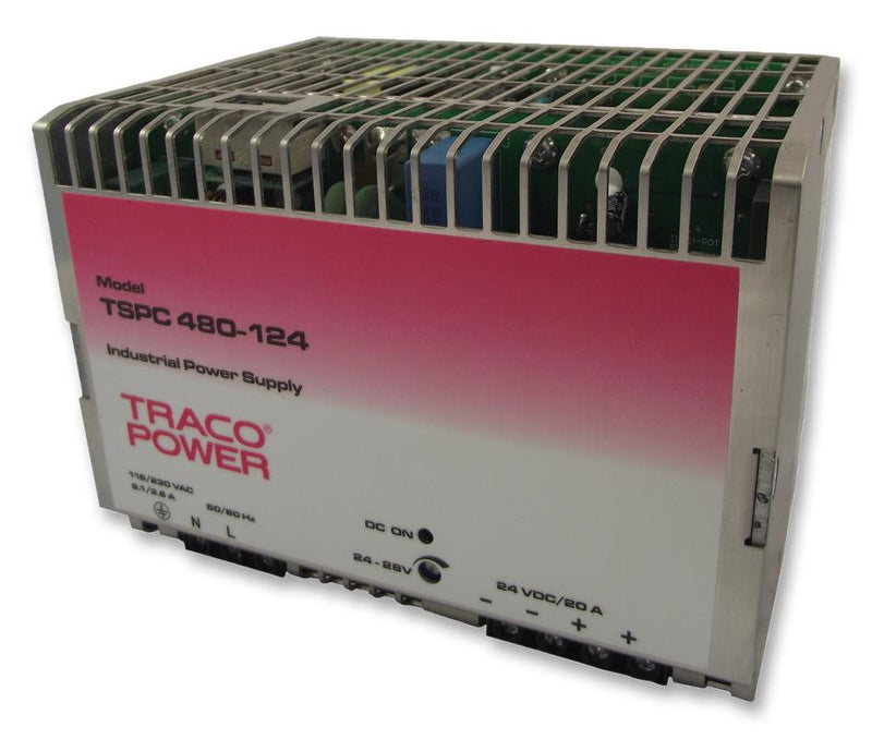 TRACOPOWER TSPC 480-124 AC/DC DIN Rail Power Supply (PSU), Industrial, 1 Output, 480 W, 24 VDC, 20 A