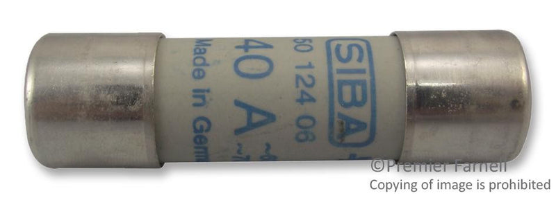 SIBA 50-124-06 40A Semiconductor Fuse, Class gR Series, 40 A, 700 VAC, 14mm x 51mm, 0.55" x 2"