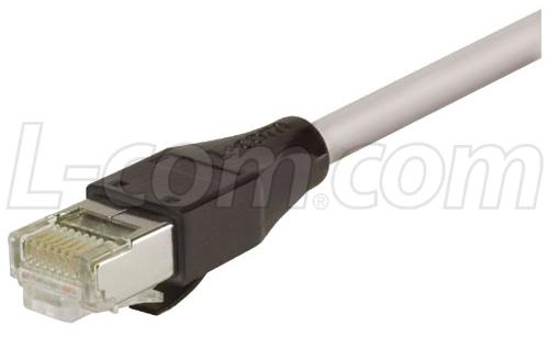 L-COM TRD695SZ-10 PATCH CABLE, CATEGORY 6 SHIELDED LSZH, 10FT, GREY