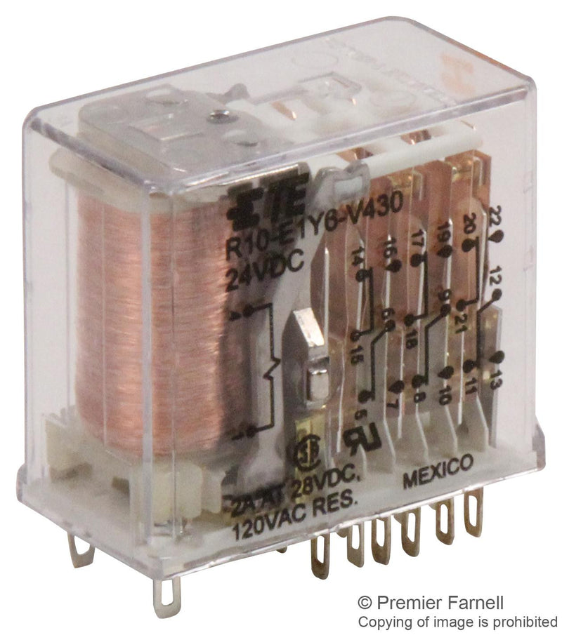 POTTER&BRUMFIELD - TE CONNECTIVITY R10-E1Y6-V430 RELAY, 6PDT, 120VAC, 28VDC, 2A