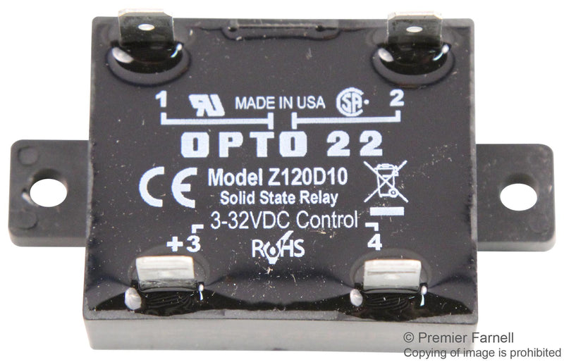 OPTO 22 Z120D10 SSR, PANEL MOUNT, 140VAC, 32VDC, 10A