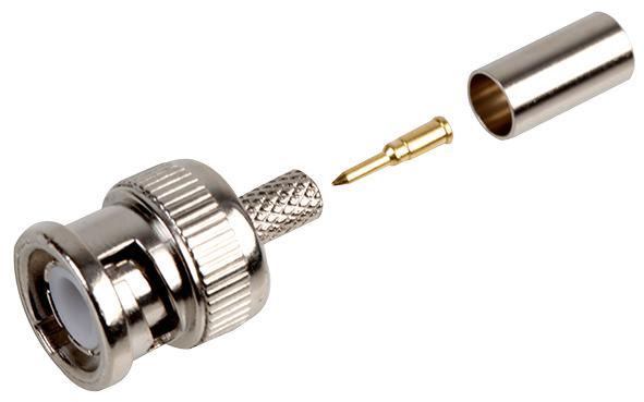 Multicomp PRO MC002844 MC002844 RF / Coaxial Connector BNC Straight Plug Crimp 50 ohm RG59/U Brass