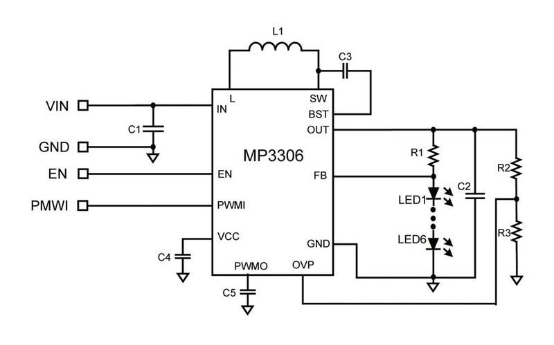 Monolithic Power Systems (MPS) MP3306EG-LF-P LED Driver 1 Output Synchronous Boost 3 V to 12 Input 690 kHz 30 QFN-12 New