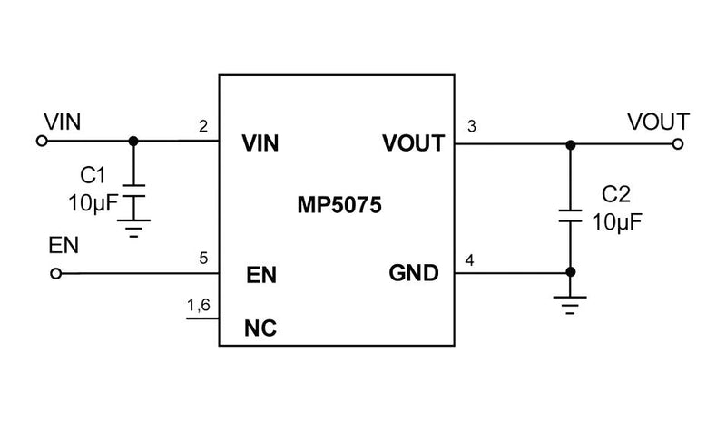 Monolithic Power Systems (MPS) MP5075GTF-P Load Distribution Switch Active High 1 Output 5.5 V Input 3 A 0.048 ohm SOT-563-6 New