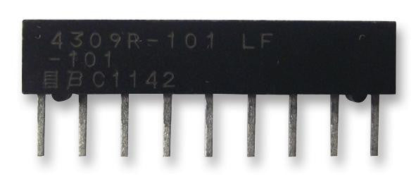 BOURNS 4309R-101-222LF Fixed Network Resistor, 2.2 kohm, 100 V, 8 Elements, Bussed, SIP, 200 mW