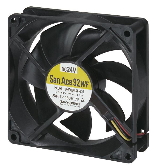 SANYO DENKI - SANACE FANS 9WF1224H101 Axial Fan, San Ace 120WF Series, IP55, 24 V, DC, 120 mm, 38 mm, 46 dBA, 118 cu.ft/min