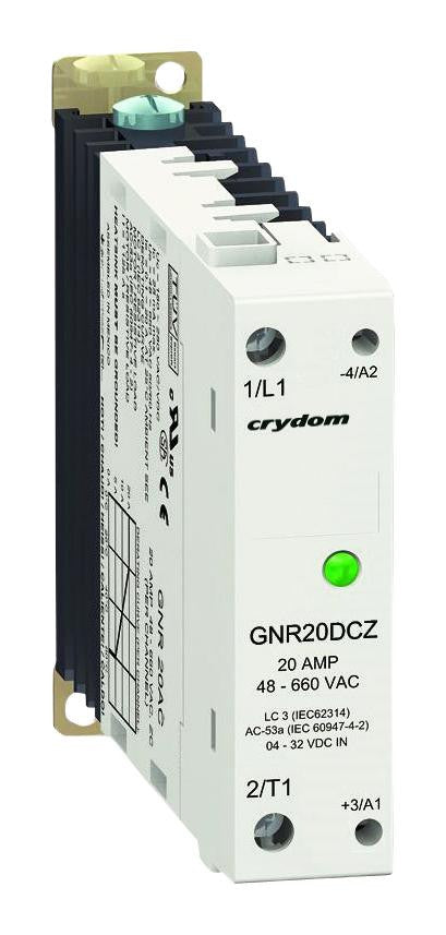 CRYDOM GNR20DCZ Solid State Relay, 20 A, 600 Vrms, DIN Rail, Screw, Zero Crossing