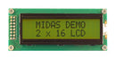 Midas MC21605B6W-SPTLY3.3-V2 MC21605B6W-SPTLY3.3-V2 Alphanumeric LCD 16 x 2 Black on Yellow / Green 3.3V Parallel English Japanese