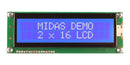 Midas MC21609AB6W-BNMLW3.3-V2 MC21609AB6W-BNMLW3.3-V2 Alphanumeric LCD 16 x 2 White on Blue 3.3V Parallel English Japanese Transmissive