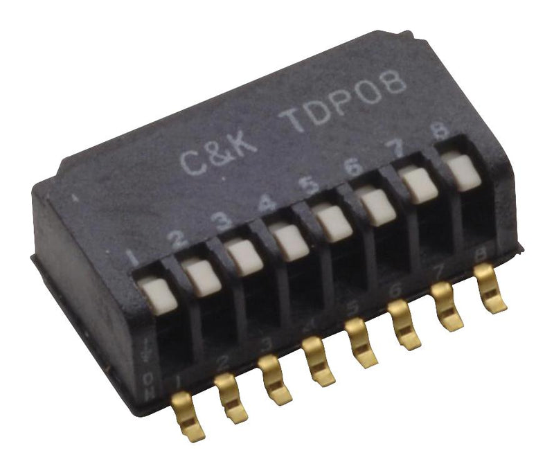 C&amp;K Components TDP08H1SBD1 DIP Switch 0.025A 24V 8POS SMD