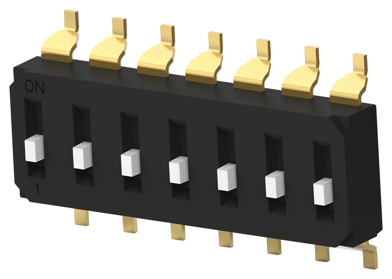 Alcoswitch - TE Connectivity EDS07SGNNTR04Q DIP / SIP Switch Raised Type 7 Circuits Spst SMD EDS Series Unsealed 24 V