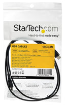 Startech RUSB2AC1MB USB Cable Type A Plug to C 1 m 3.28 ft 2.0 Black