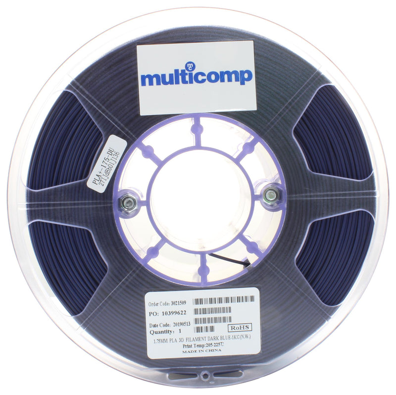 Multicomp MC011457 3D Printer Filament PLA 1.75 mm Dark Blue 225 &deg;C Melting Temp