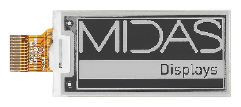 Midas MDE0213A122250BW E-PAPER Display 122 X 250 Pixels 2.13"