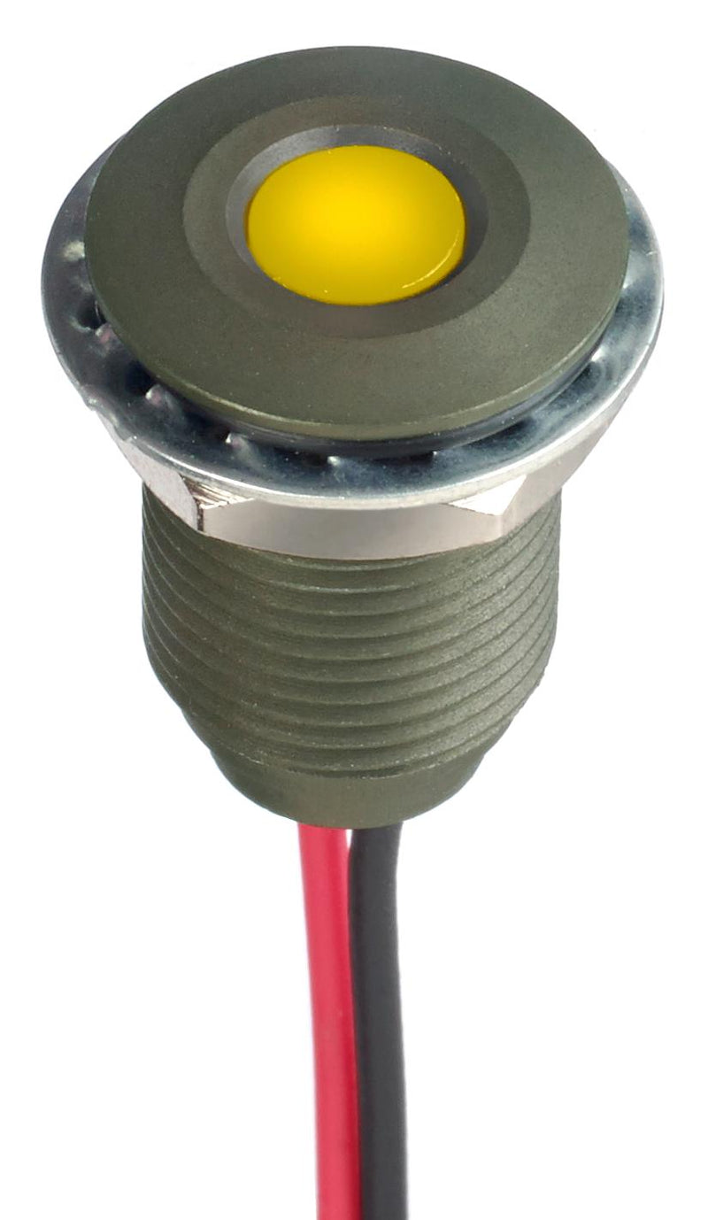 Apem Q10F5AKXXY12E Q10F5AKXXY12E LED Panel Mount Indicator Yellow 12 VDC 10 mm 20 mA 6 mcd IP67