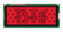 Midas MD42008A6W-FPTLRGB MD42008A6W-FPTLRGB Alphanumeric LCD 20 x 4 Black on RGB 5V Transflective