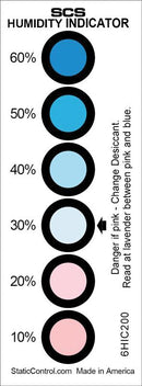 SCS 6HIC200 Humidity Indicator Card 6 Spot 10% 20% 30% 40% 50% 60% 4.75 " 1.563