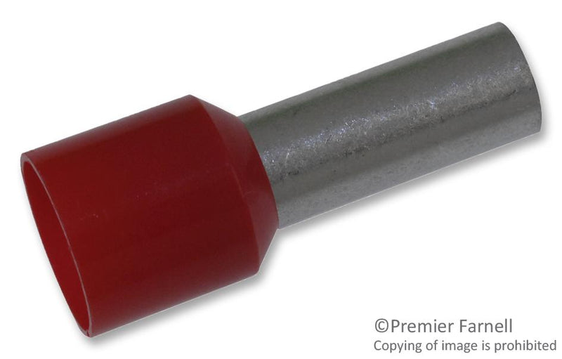 MULTICOMP SPC4528 TERMINAL, FERRULE, 12 X 4.6MM, RED