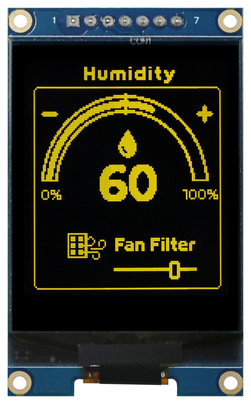 Midas MDOB160128DV-YS Graphic Oled 160 x 128 Pixels Yellow on Black 3V SPI 34.9mm 57.8mm -40 &deg;C